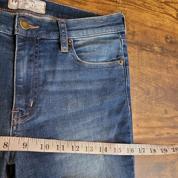 Free People Jeans 27 Great Heights Skinny Fray Fringe Hem Stretch Denim - Picture 6 of 10
